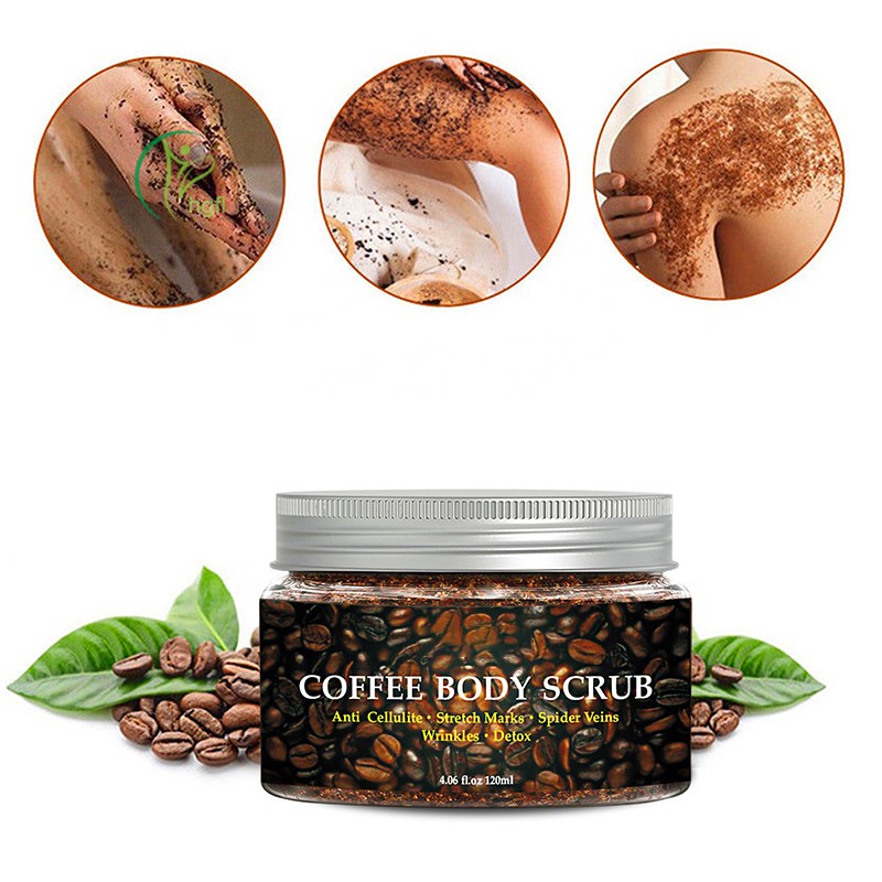 hgFl Coffee Body Scrub Cream Exfoliating Whitening Dead Sea Salt Anti-Cellulite Moisturizing Skin Tightening