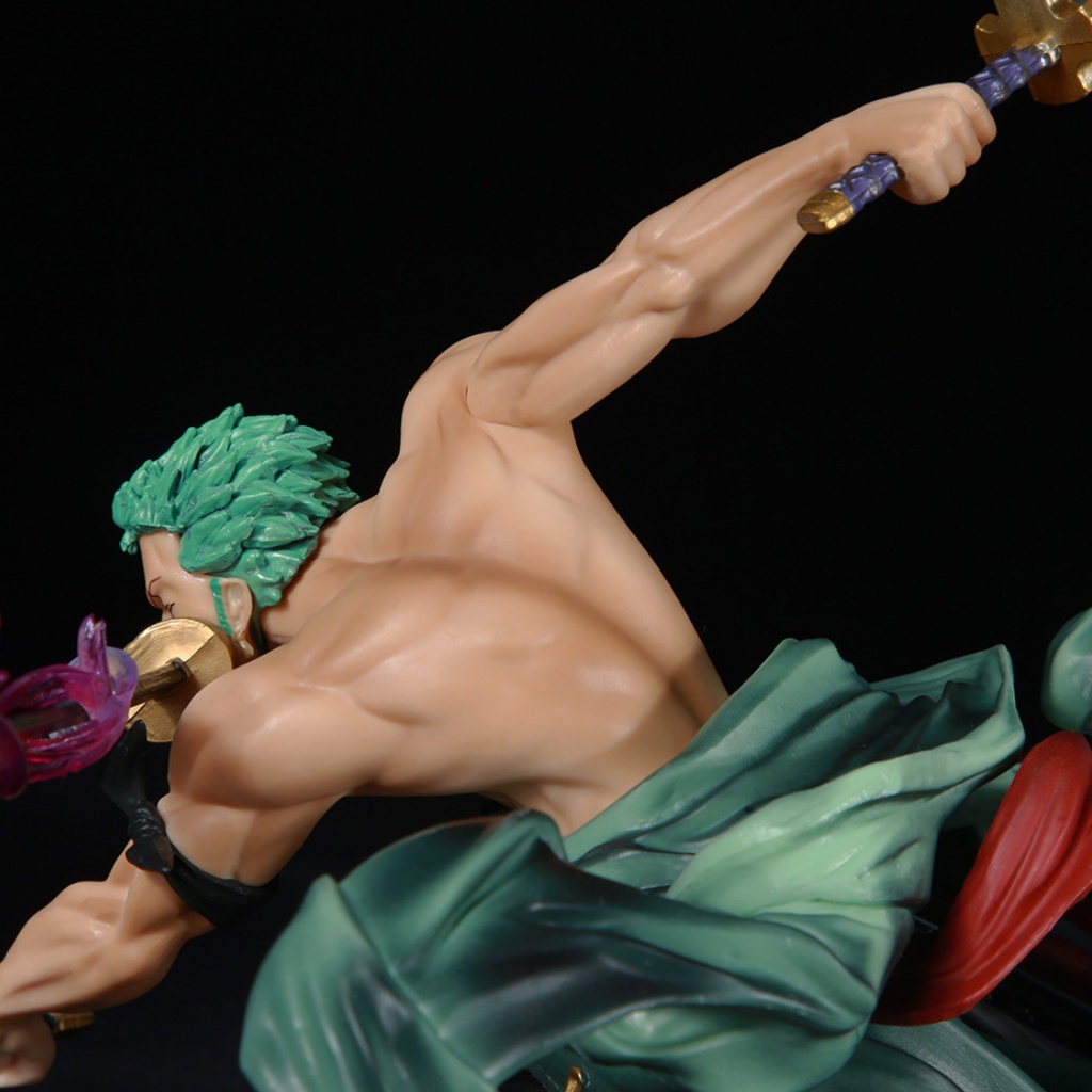 Mô hình One Piece Zoro chính hãng  bản cao cấp có 2 đầu CLOUD STORE cao 21cm nặng 800gram, figure one piece anime