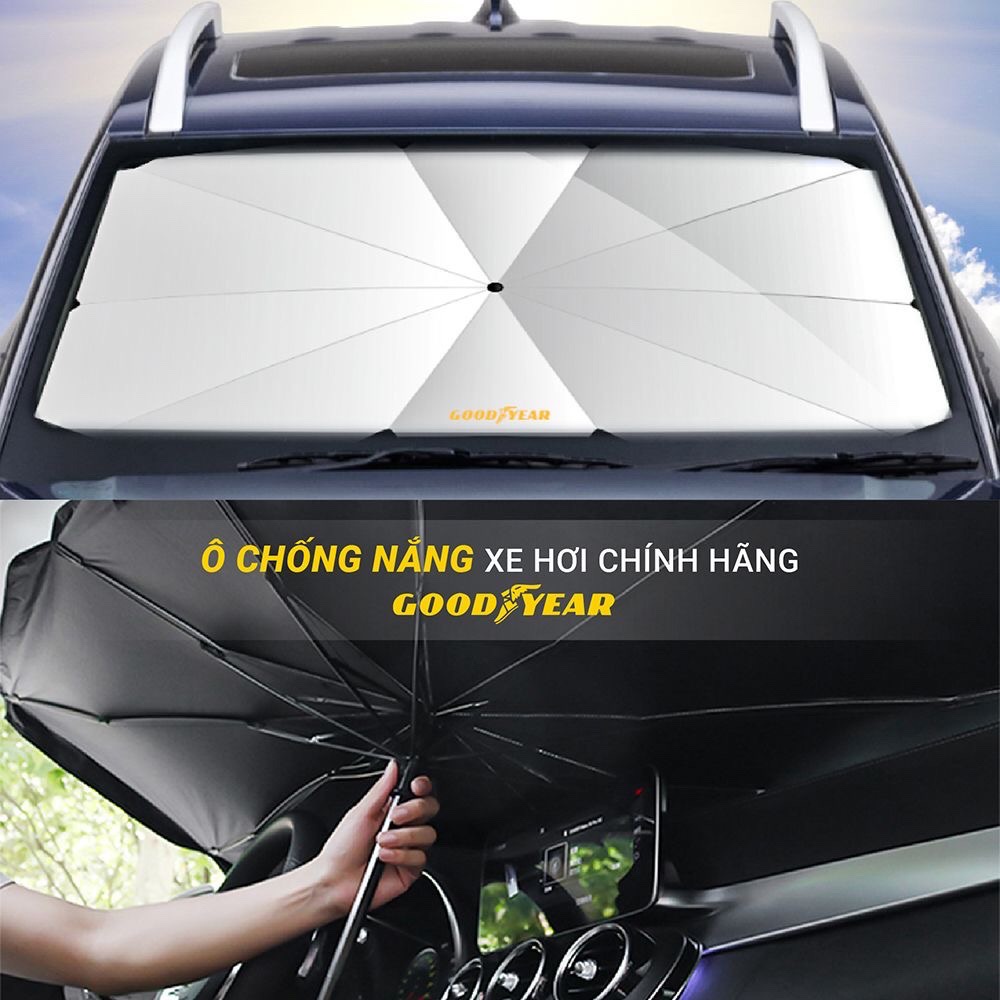 Ô CHE NẮNG KÍNH LÁI XE HƠI THÔNG MINH GOODYEAR 145 x 79CM - CHÍNH HÃNG BẢO HÀNH 3 THÁNG