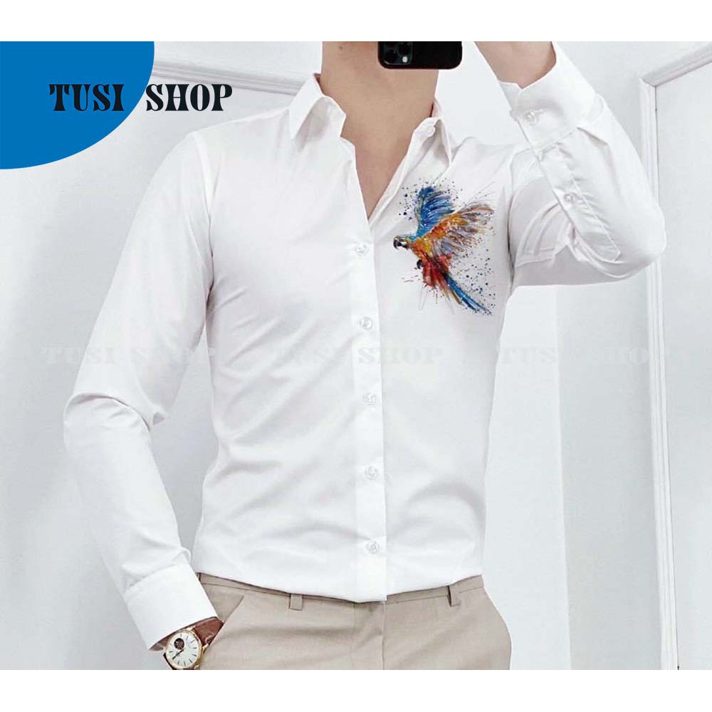 [SIÊU GIẢM GIÁ] Áo sơ mi trắng nam nữ cặp đôi chất liệu kate lụa in ICON | BigBuy360 - bigbuy360.vn