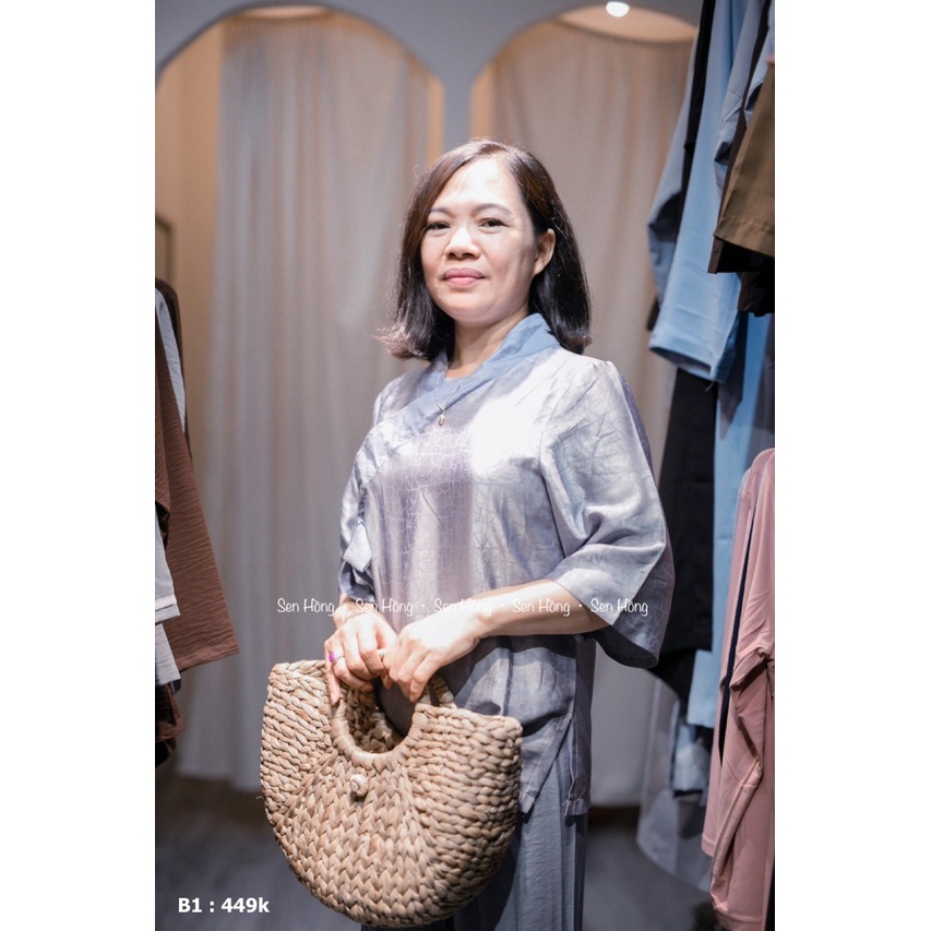 ĐỒ Phật tử thiết kế # quần áo Pháp phục nữ vải lụa Đông Hưng vân đá x quần đũi lụa sang trọng B1