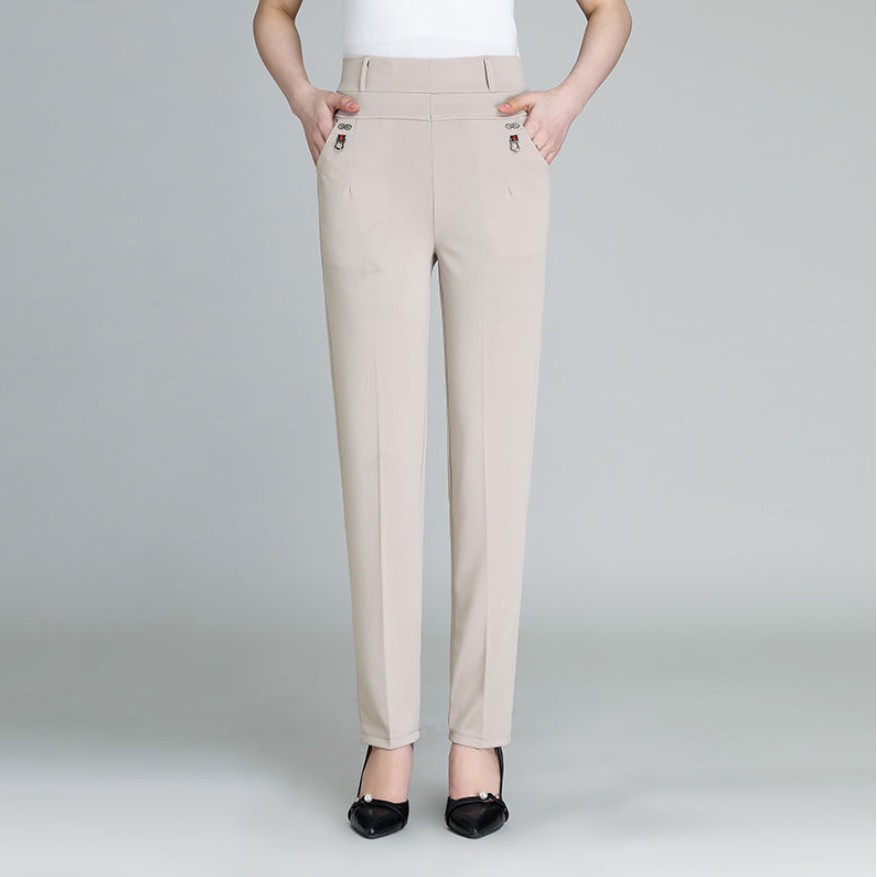 Women Formal Long Pants High Waisted Elastic Office Straight Leg Elegant Pants