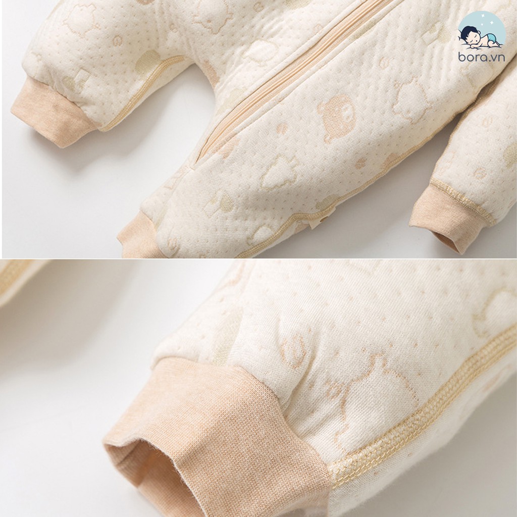 Body mũ tai thỏ cho bé cotton hữu cơ tự nhiên 100%, mềm mịn và ấm áp