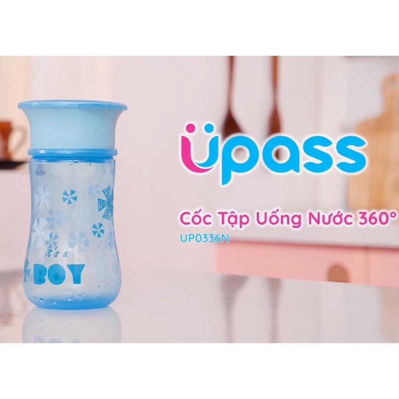 Cốc tập uống nước 360 độ Upass màu xanh 330ml - UP0336NX FLASH SALE