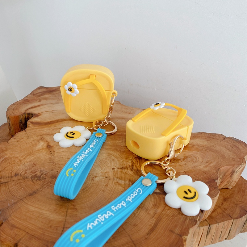 Vỏ Bảo Vệ Hộp Sạc Tai Nghe Airpods 3 Pro 2 1 3D Bằng Silicon Hình Dép Hoa Cúc Độc Đáo Dễ Thương Chống Rơi