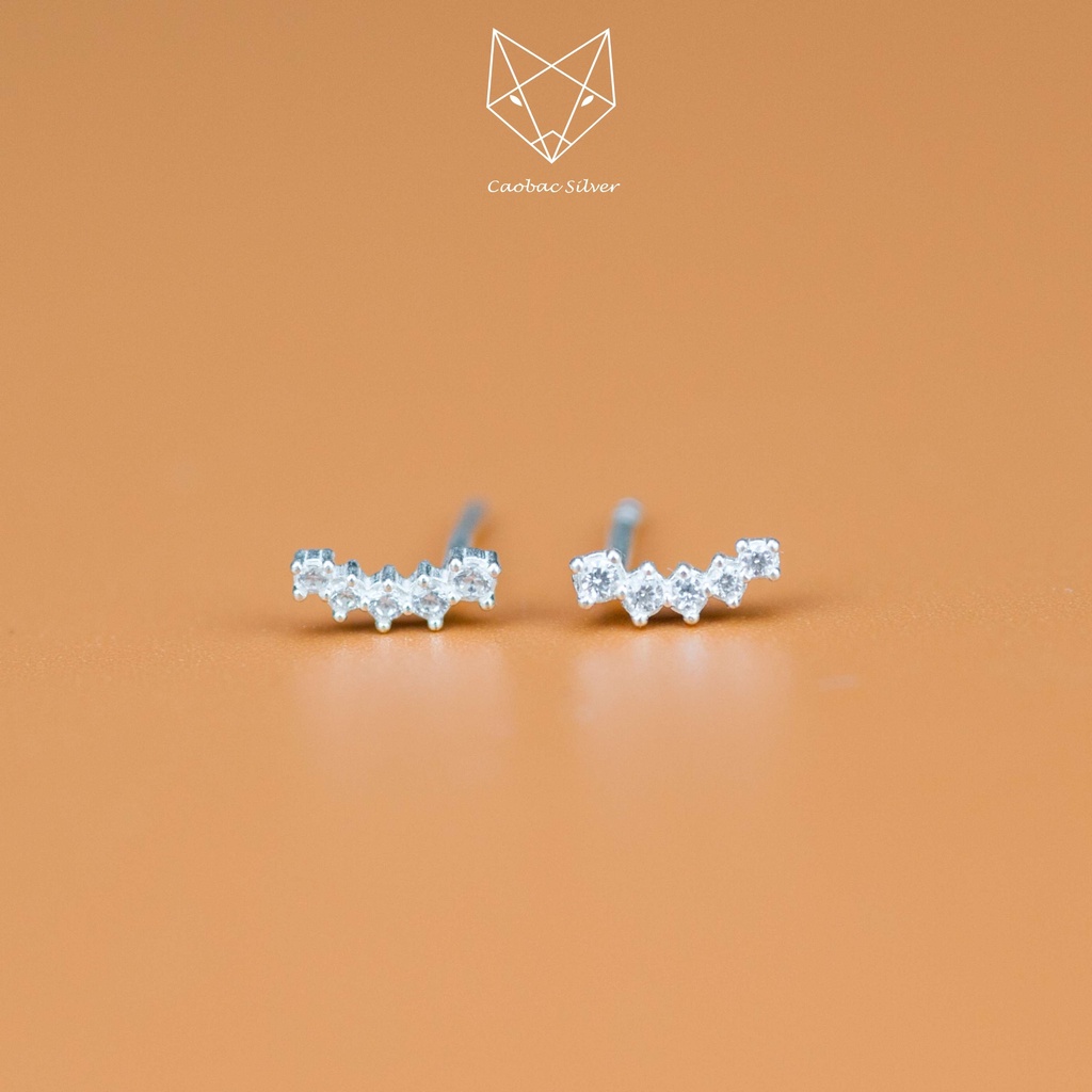 Set Combo Bộ 3 Đôi Khuyên Tai Bạc Ta Basic CaoBac Silver Đính Đá Lấp Lánh Thanh Lịch Nhỏ Xinh Hợp Đeo Lỗ Tai Trên