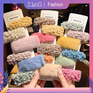 Zing Kẹp Tóc Lông Nhung Dễ Thương Xinh Xắn Phong Cách Hàn Quốc 1