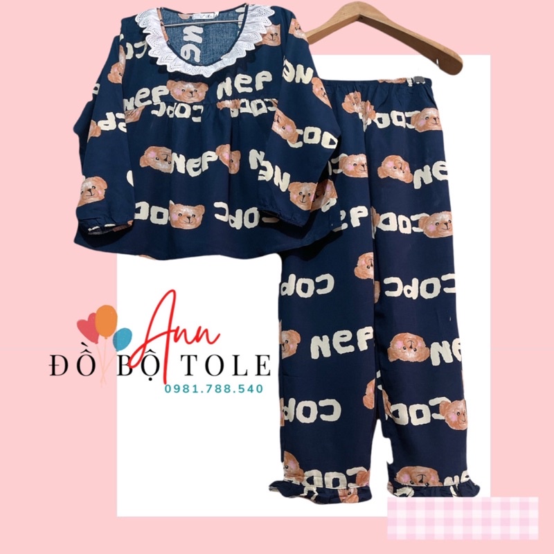 [ Ann- ĐỒ BỘ TOLE ] Tay dài quần dài cô tròn phối ren bbd ( 45-65kg )