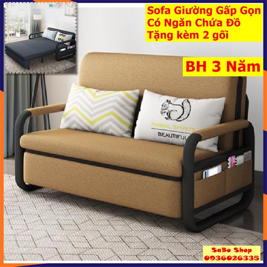 Giường sofa gấp gọn, sofa giường đa năng, giường ngủ thông minh KT 1m5x1m9 có ngăn chứa đồ