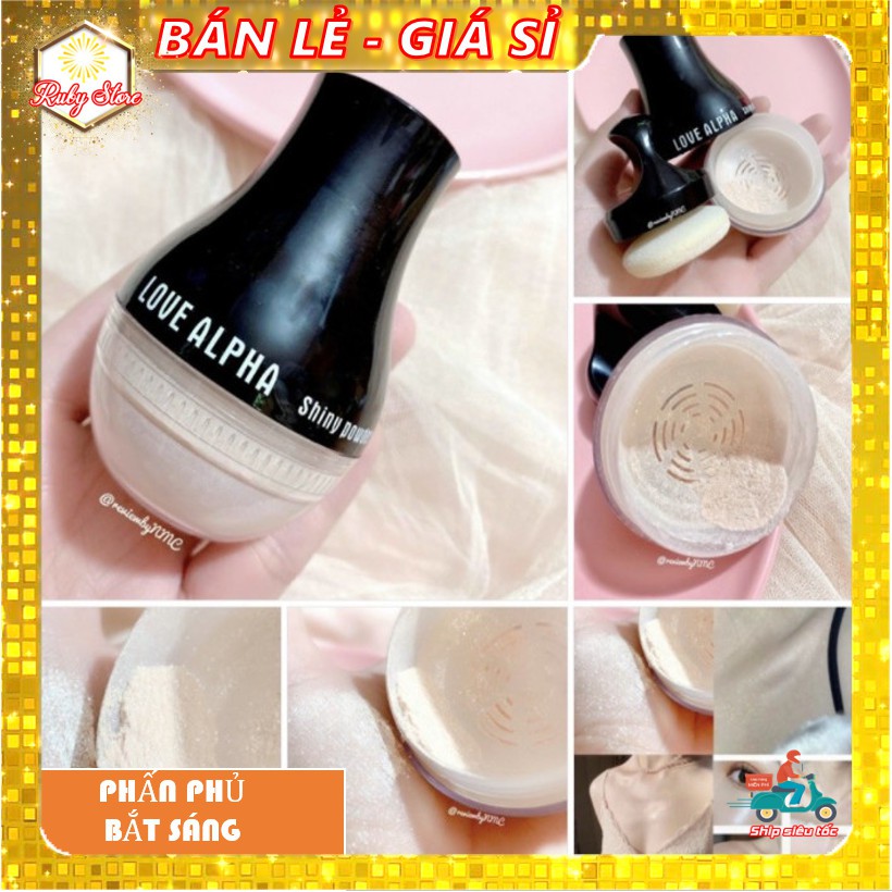 {PHẤN KIM TUYẾN} Phấn phủ bột kiềm dầu Love Alpha có ánh nhũ kim tuyến bắt sáng