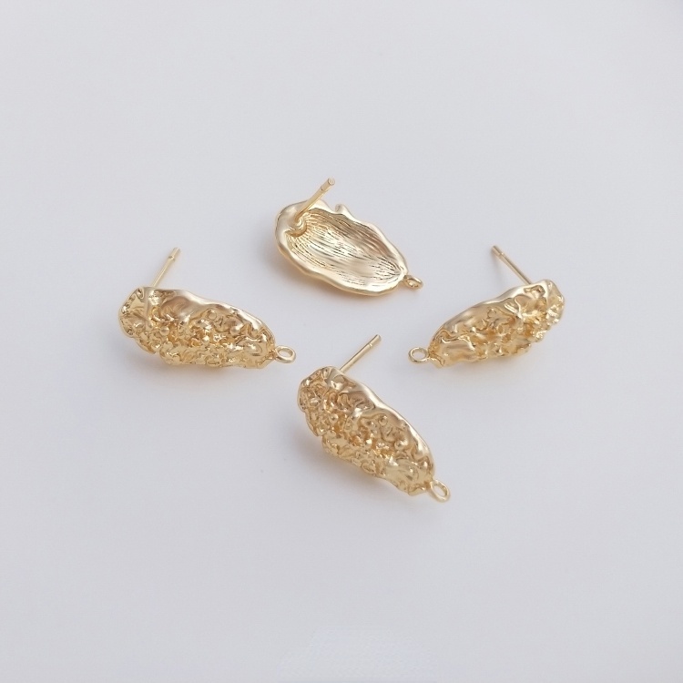 Set 2 Bông Tai Mạ Vàng 14K Hình Oval Thời Trang