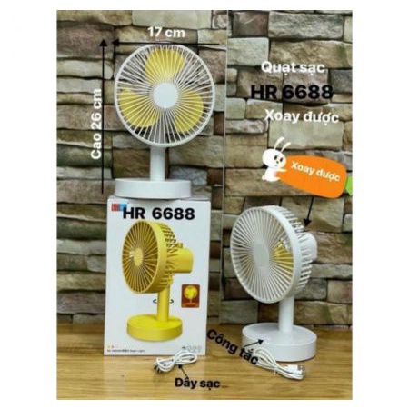 [Mã ELHA22 giảm 5% đơn 300K] Quạt 3 Cánh Hr6688 Pin Sạc