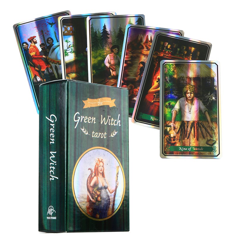 Bộ bài Green Witch Tarot (Phiên bản Đặc Biệt) lá óng ánh