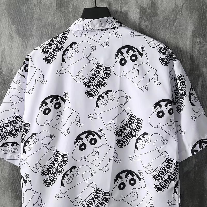 Korean Style Cute Cartoon Short Sleeve Shirt For Men