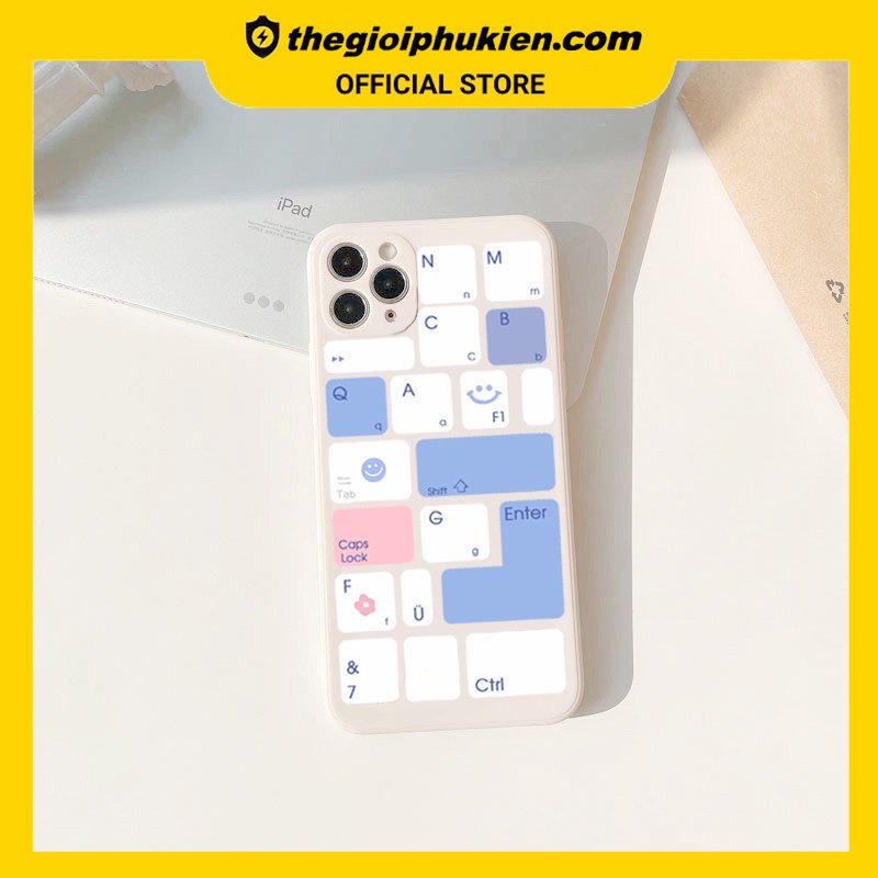 Ốp lưng iphone cạnh vuông hình bàn phím dành cho iphone 6 đến 14promax - E66