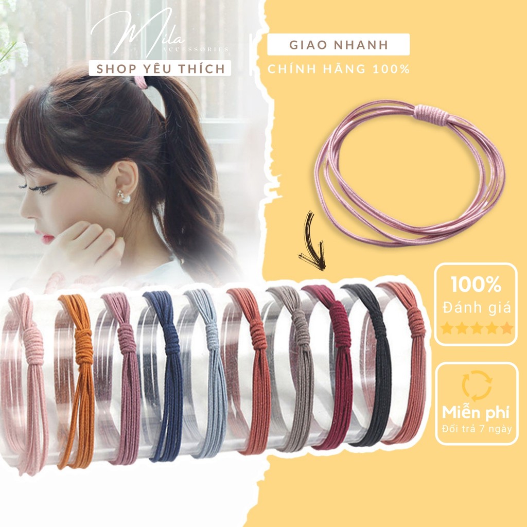 Dây buộc tóc vải hàn quốc cute MILA D104 ❤️SIÊU DỄ THƯƠNG❤️ với 4 dây co giãn siêu bền Mila Accessories