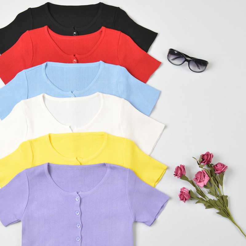 SUXI Áo Thun Cardigan Ngắn Tay Dáng Rộng Kiểu Hàn Quốc Xinh Xắn Cho Nữ