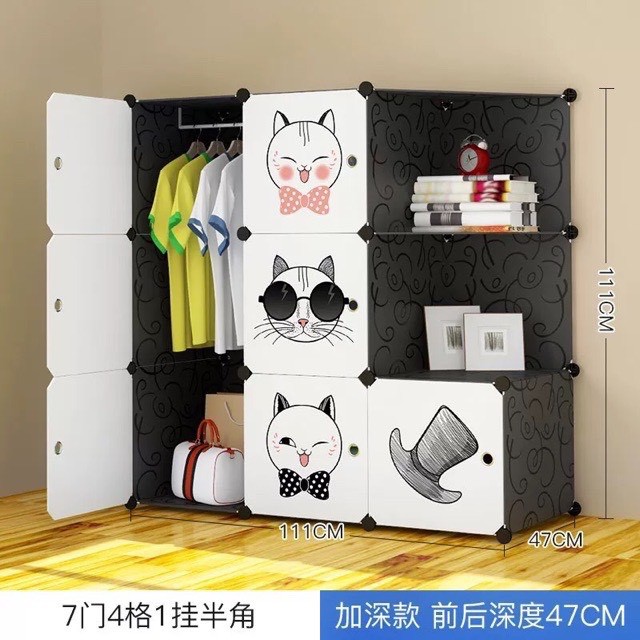 TỦ NHỰA LẮP GHÉP 9 Ô ĐEN TRẮNG QUẦN ÁO-TẶNG KÈM THANH TREO ĐỒ-MÓC CÀI SƯỜN TỦ-BH 12 THÁNG