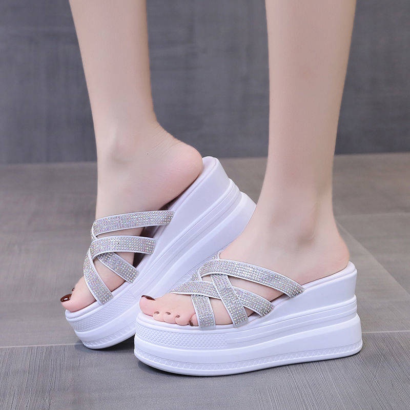 Dép đế cao Dép Sandal Đế Dày Mũi Tròn Thời Trang Đi Biển Mùa Hè