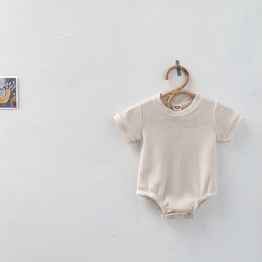 Áo liền quần một mảnh tay ngắn đơn giản vải cotton dành cho bé