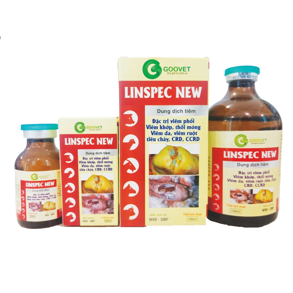 LINSPEC NEW Goovet Viêm Khớp, Thối Móng, Viêm Da, Viêm Ruột Tiêu Chảy, CRD, CCRD, Hen Gà, Viêm Phổi