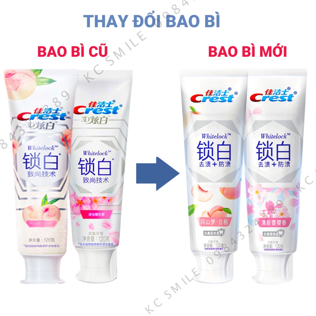 Kem đánh răng Crest Hoa Anh Đào,  Quả Đào,  Hoa Hồng 120g - Hương thơm lãng mạn trắng sáng