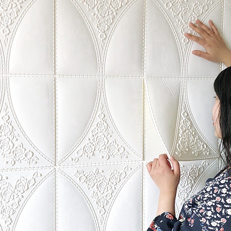Miếng Xốp Dán Tường Cách Âm Chống Nước 3D Kích Thước 70*70cm Trang Trí Phòng Khách/Phòng Ngủ