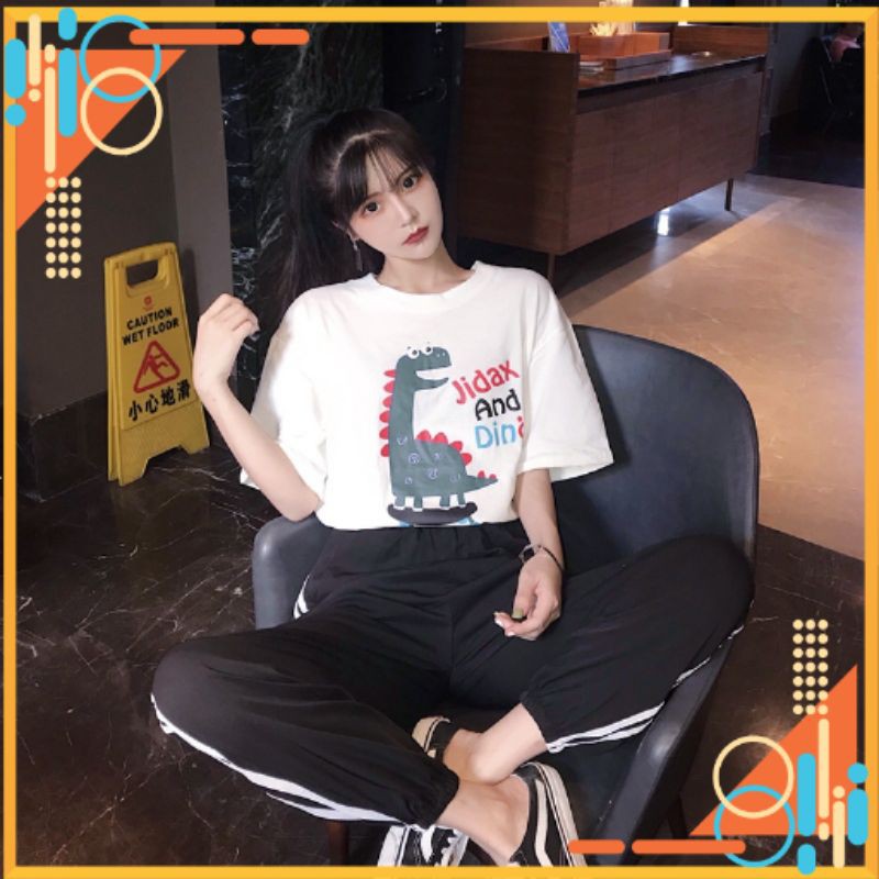 🔥HOT🔥 Đồ Bộ Legging Jogger Line Phối Thun Nam Nữ Unisex (Thể Thao, Nhà) Hình Jidax And Dino | BigBuy360 - bigbuy360.vn