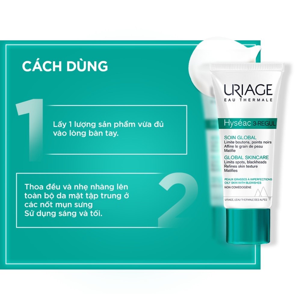 Kem Ngừa Mụn URIAGE Hyseac 3-Regul Soin Global giảm mụn trứng cá, thu nhỏ lỗ chân lông 40ml
