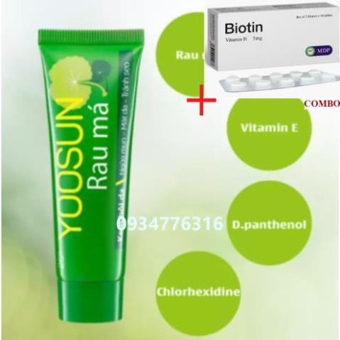 Combo Biotin 5mg+ ✅ YOOSUN RAU MÁ ngăn ngừa mụn, mát da, tránh sẹo 25g