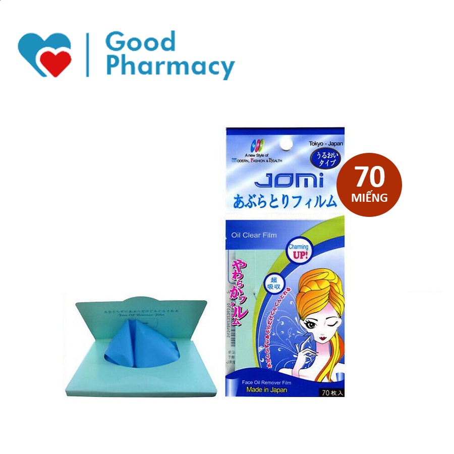 Phim thấm dầu Jomi (Nhật Bản) làm sạch da, loại bỏ nhờn, dầu, bụi bẩn, bảo vệ trang điểm - Gói 70 miếng [film, giấy]