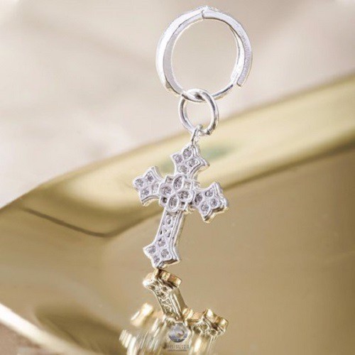 Khuyên tai bạc nam, nữ HeliSilver Fancy Cross S925 KTB272