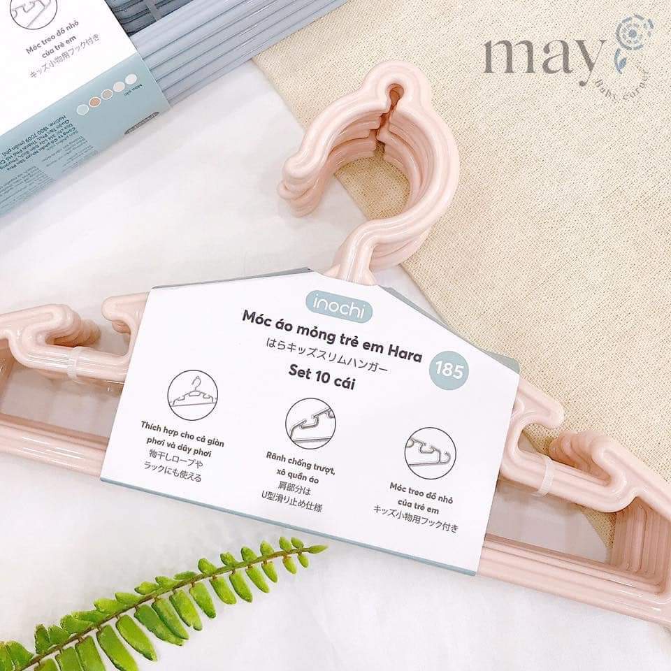 10 Móc treo quần áo trẻ em, mắc áo nhựa nguyên sinh Hara inochi 185 cao cấp, Móc treo đồ cho bé sơ sinh và trẻ nhỏ Kiến