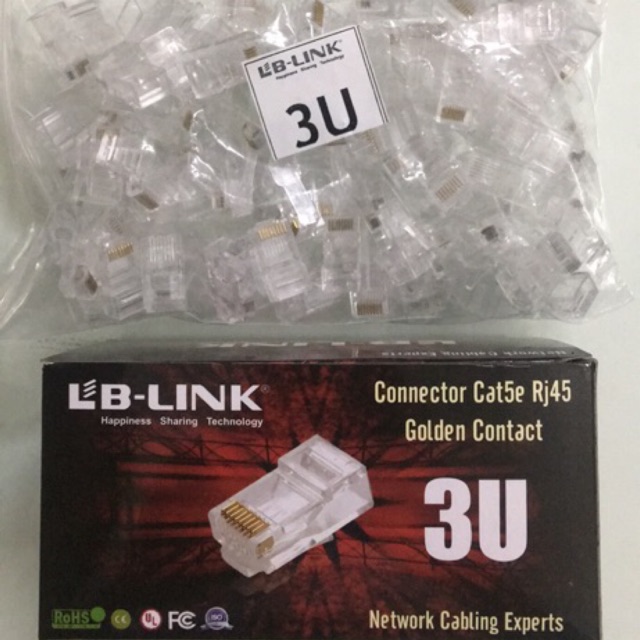 Đầu bấm dây mạng RJ45 LB-Link 3U hộp 100 hạt chất lượng tốt