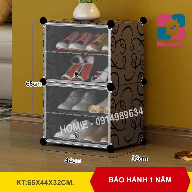 {MỚI} Tủ giày 04 ngăn (Đựng 8 đôi giày) - Tủ nhựa ghép đựng giày Cao 65cm Rộng 42cm Sâu 32cm