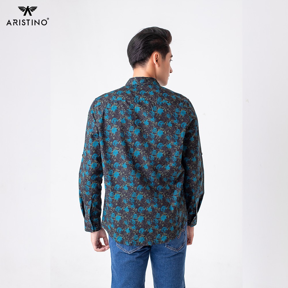 Áo sơ mi nam ARISTINO hoạ tiết hoa hồng trẻ trung, thời thượng, chất cotton thấm hút, thoáng mát - ALSM2609