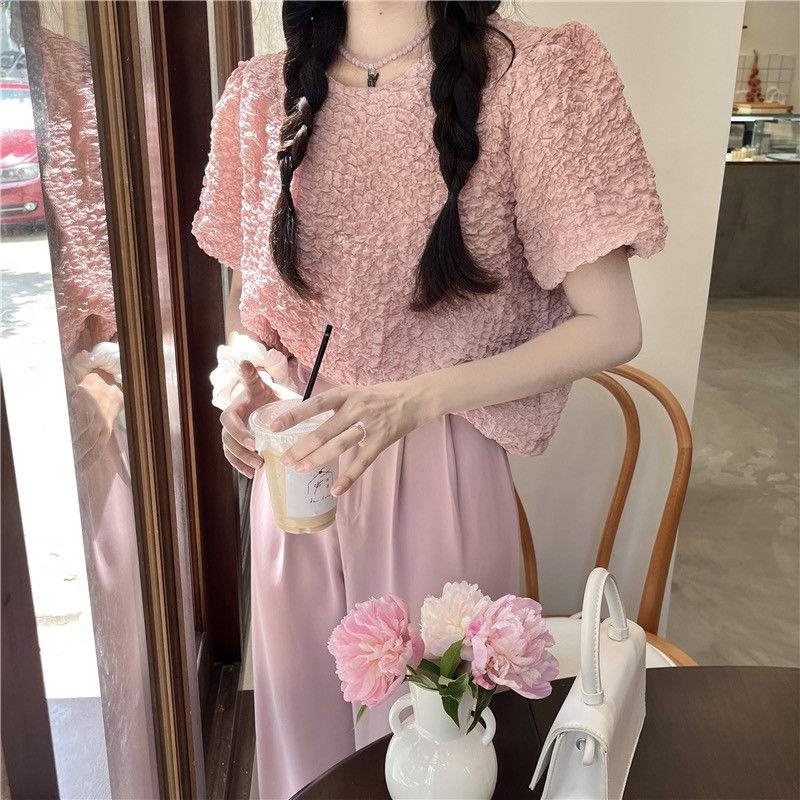 Áo Thun Tay Ngắn Phồng Dáng Rộng Thiết Kế Mới Thời Trang Dành Cho Mùa Hè