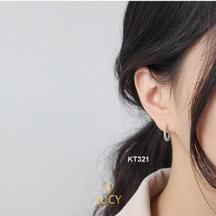 KT321 Khuyên tai bạc ý xi vàng trắng