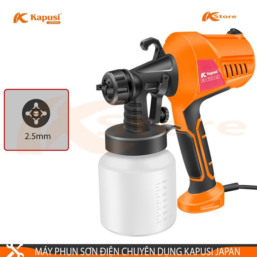 MÁY PHUN SƠN ĐIỆN CẦM TAY KAPUSI JAPAN 500W, TỐC ĐỘ PHUN 650ML/PHÚT, ĐƯỜNG KÍNH VÒI PHUN 2.5MM, MÁY PHUN SƠN TIÊU CHUẨN