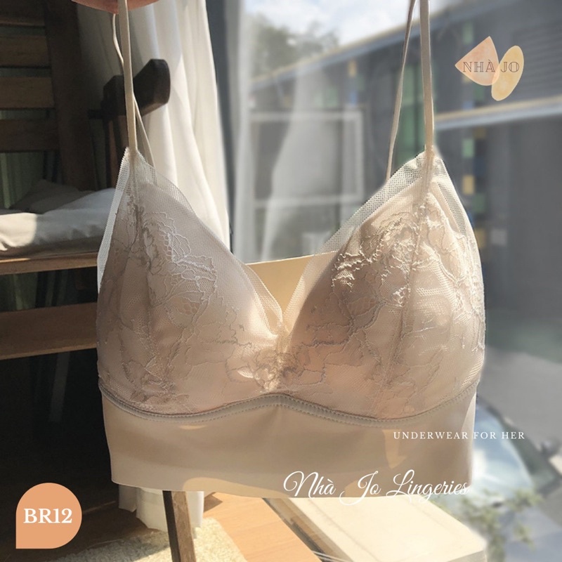 Áo bralette butterfly ren mỏng freesize không gọng bản lưng co giãn BR12 Nhà Jo