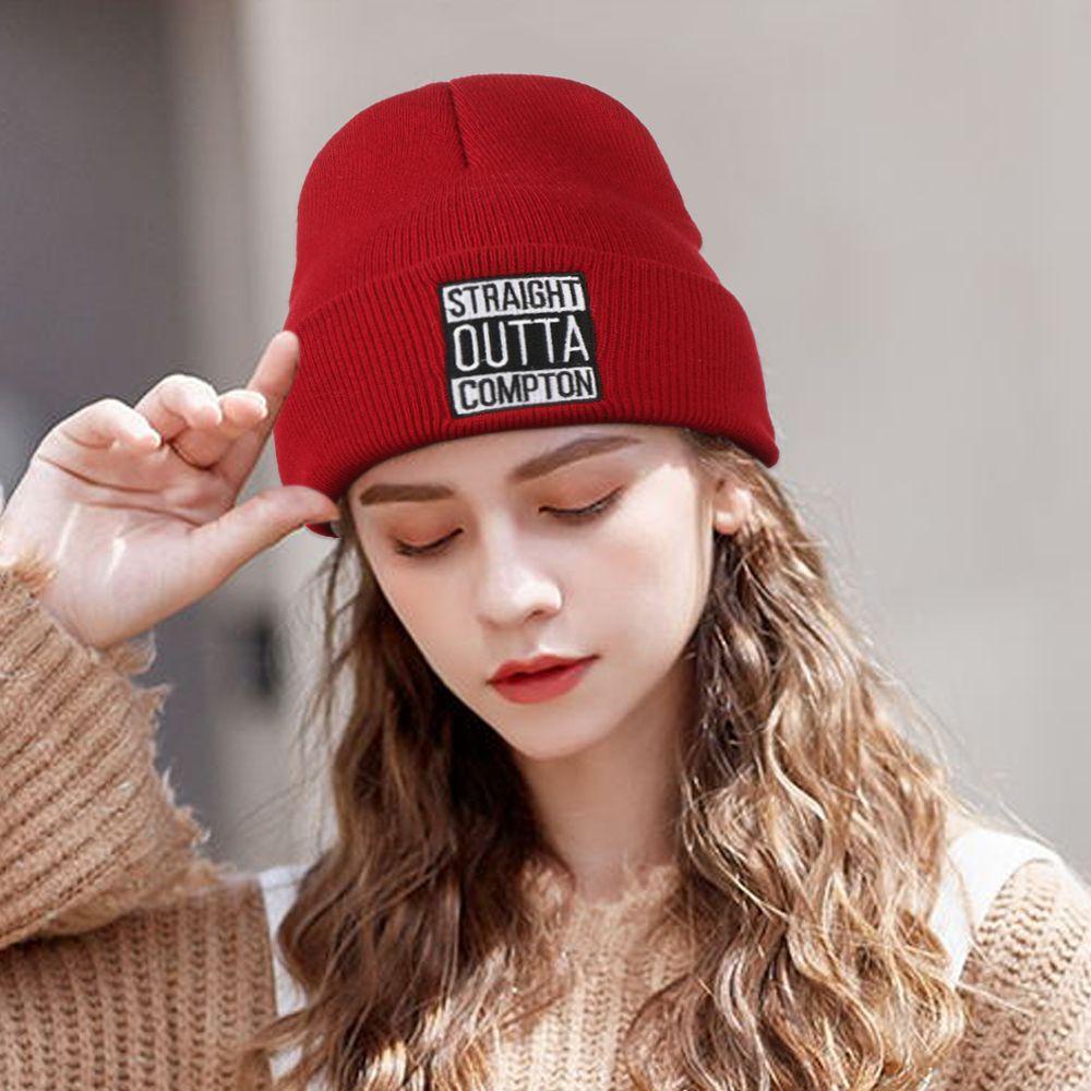 Mũ Beanie Dệt Kim Unisex Mềm Mại Thêu Họa Tiết Cho Mùa Thu Đông