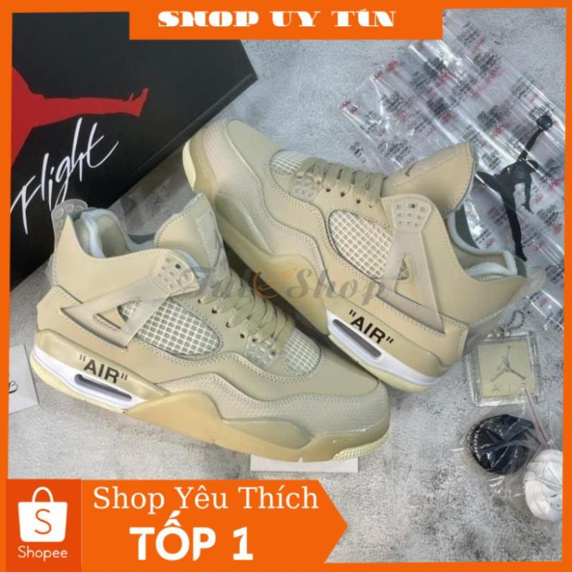 4Giày air jordan 4 retro off white kem , Giày sneaker JD4 màu kem siêu hot mới nhất