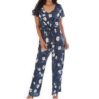 Jumpsuits APT.9 Navy In Hoa Trắng Tay Ngắn Cổ Tim - Size XL - 2707