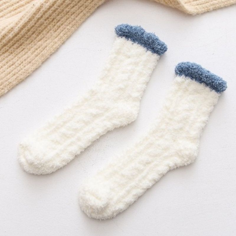 Xiangbao Vớ Nhung San Hô Bện Dây Dày Dặn Màu Sắc Ngọt Ngào Giữ Ấm Mùa Đông Cho Nữ