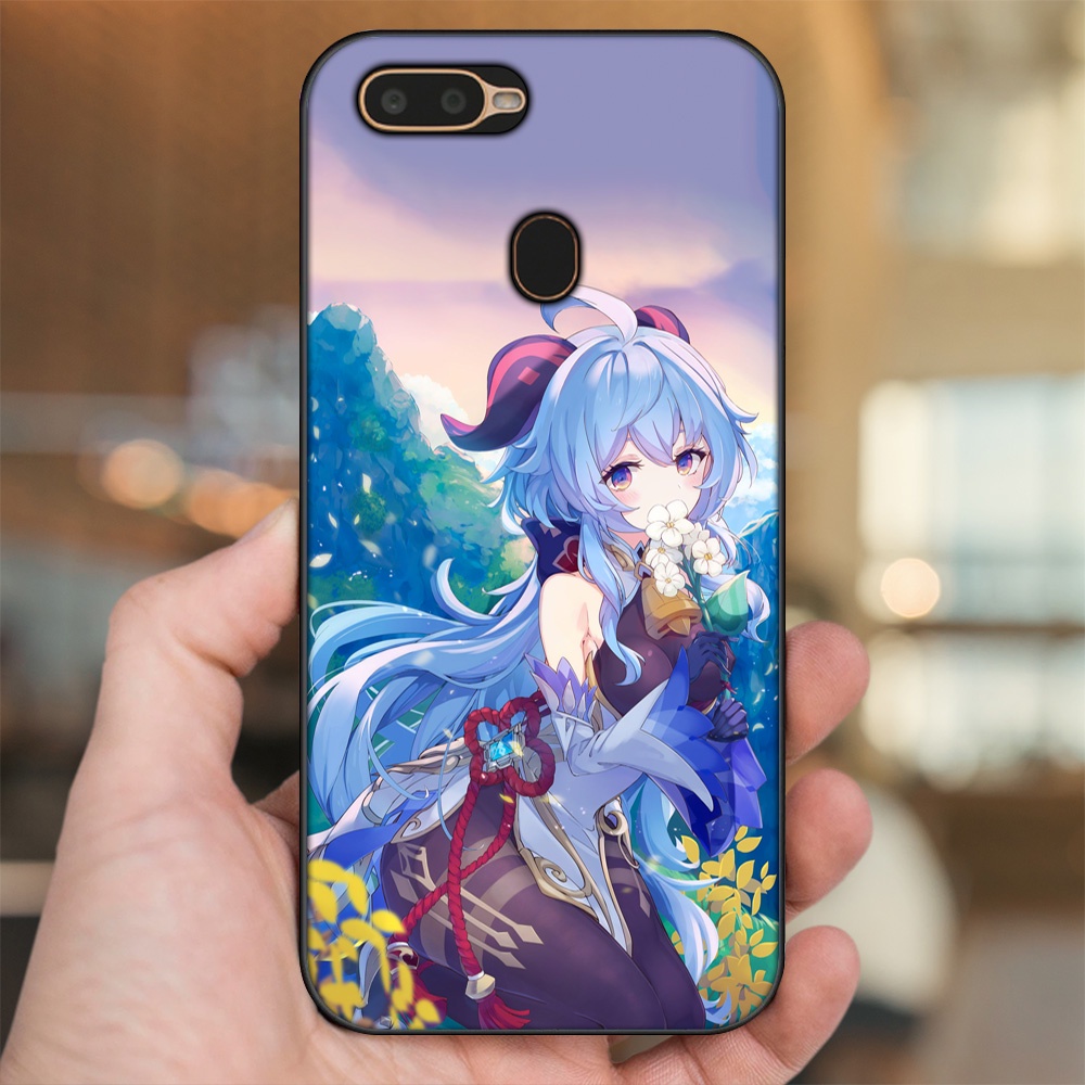 Ốp lưng Oppo A5S, A7, A12, F9 viền đen in hình Ganyu Genshin Impact