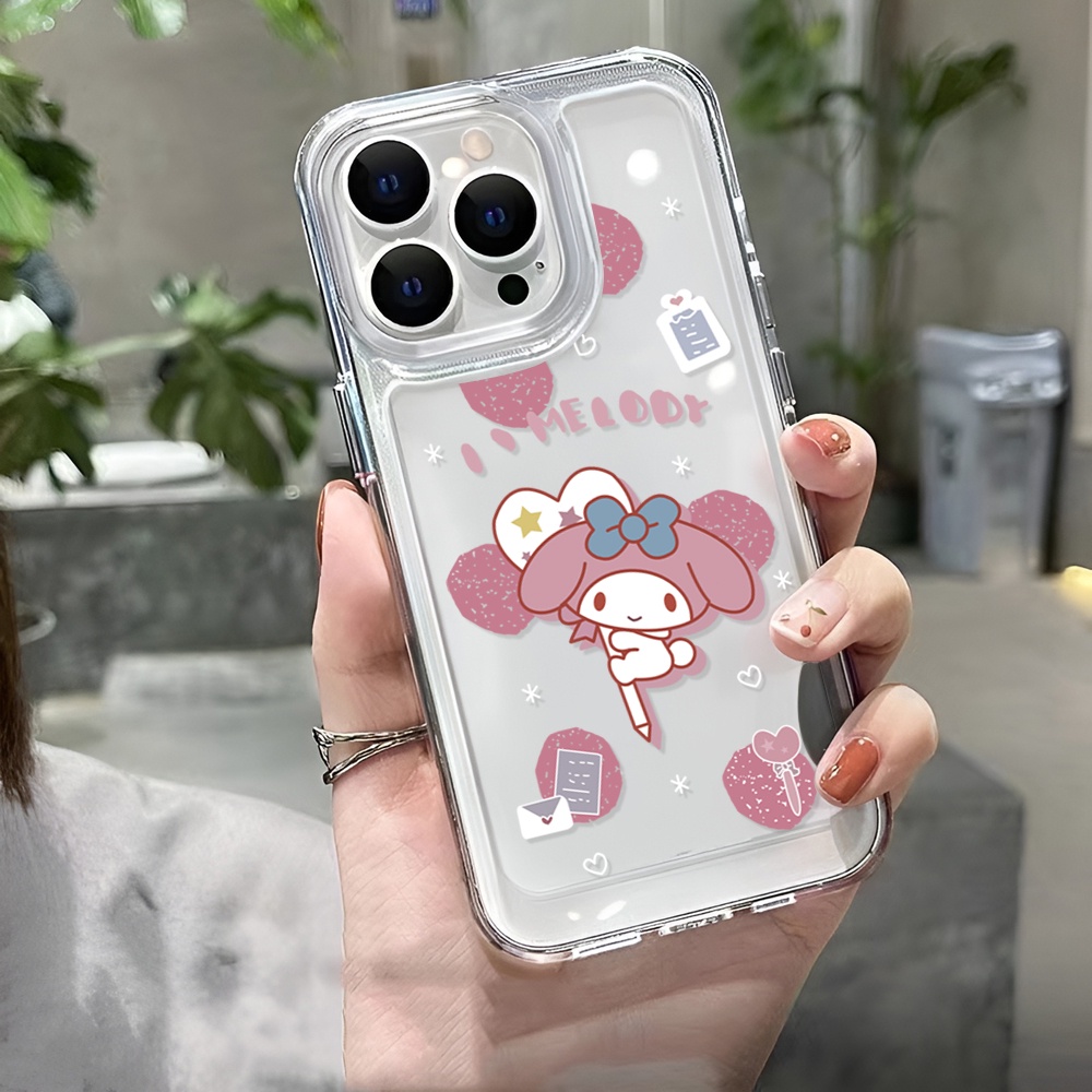 Ốp Điện Thoại Trong Suốt Họa Tiết Melody Hồng Dễ Thương Cho iphone 14ProMax 14Plus 13 11 12 7Plus X XR XS Max