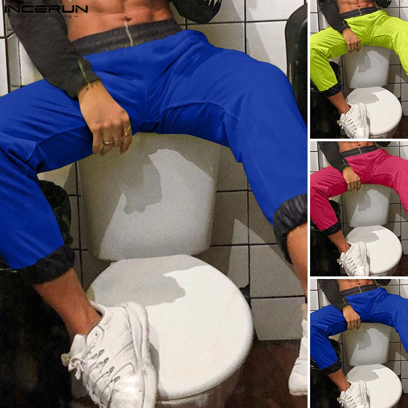INCERUN Quần Dài Lưng Thun Phối Màu Thời Trang Cho Nam Có 3 Màu Lựa Chọn