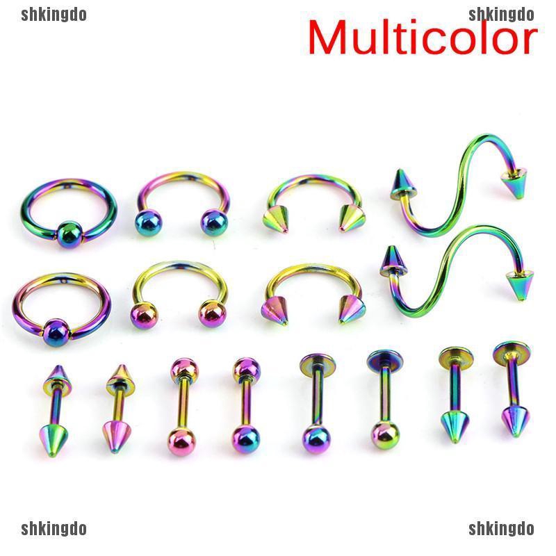 Bộ 16 khuyên đeo cơ thể bằng thép không gỉ cá tính quyến rũ