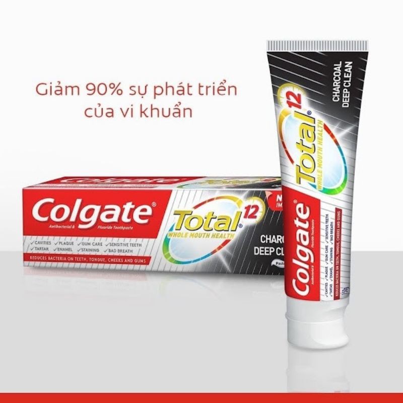 (Tuýp du lịch) Kem đánh răng Colgate Total than hoạt tính bảo vệ toàn diện 35g