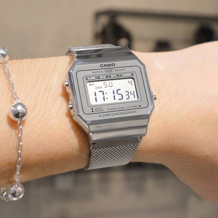 Đồng hồ unisex dây kim loại Casio Anh Khuê A700WM-7ADF